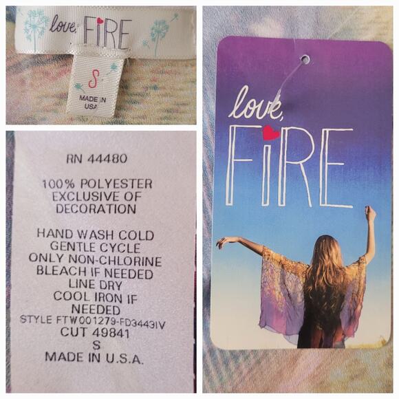 NWT Love Fire Sz S Purple Yellow Fairy Abstract Flowy Bright Dopamine Halter Top - Picture 4 of 7